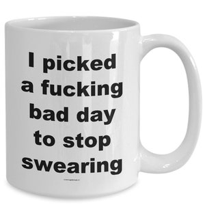 Offensive Coffee Mug I Picked A Fucking Bad Day To Stop Swearing Great Gift For People Who Appreciate Offensive Humour image 5