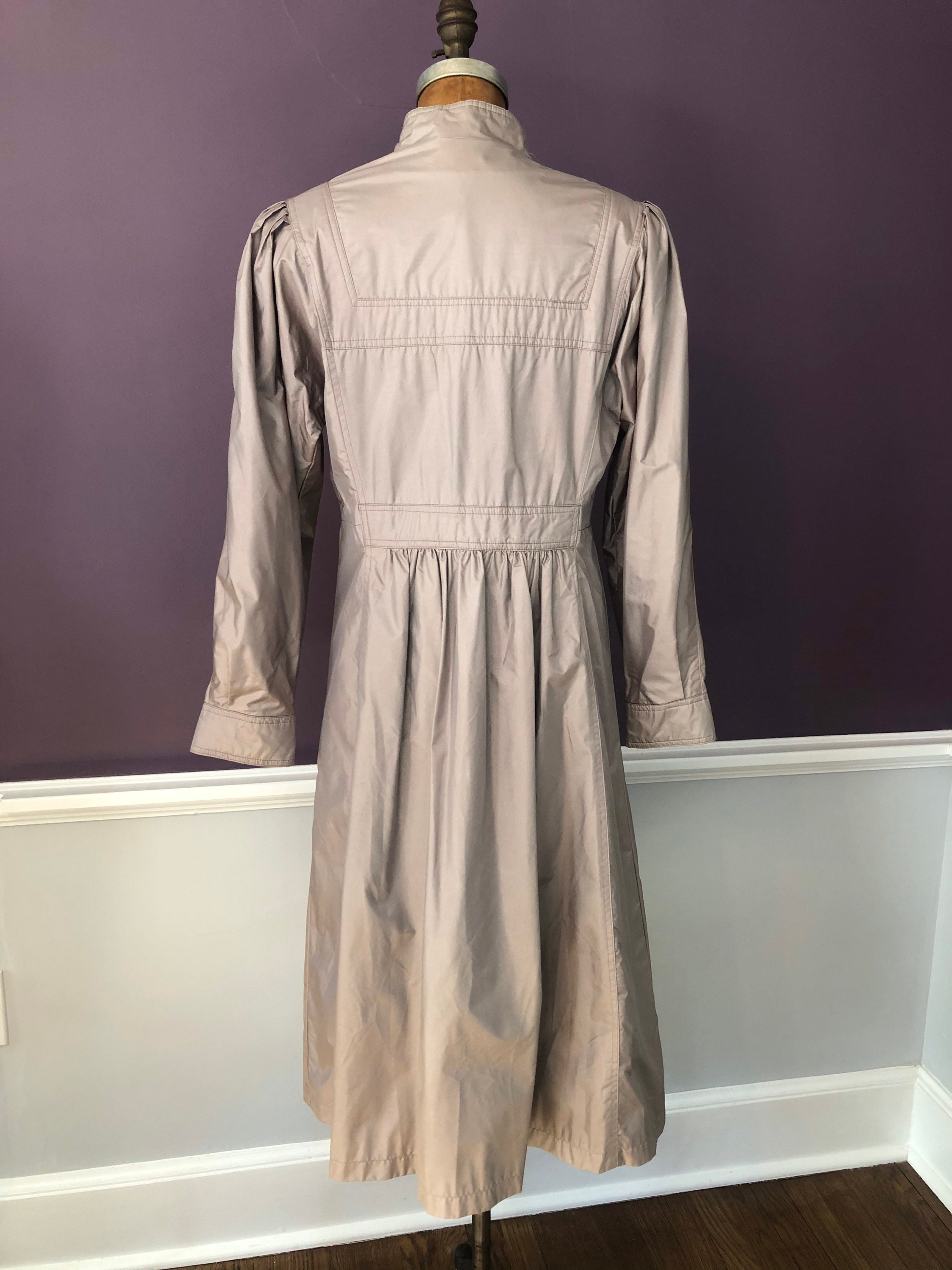 Fab 80s New Wave Puff Sleeve Square Yoke Raincoat With Etsy