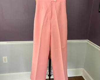 70er Jahre Polyester Strickhose mit weitem Bein in Pink XS