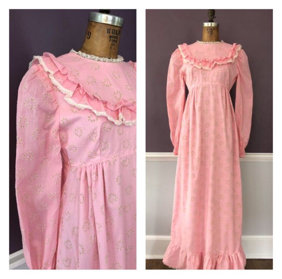 Romantic 70s Edwardian Revival Prairie Prom Dress