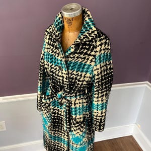 VTG 60s Mod Wool, Herringone, Midi Trapeze Coat, with Self Belt