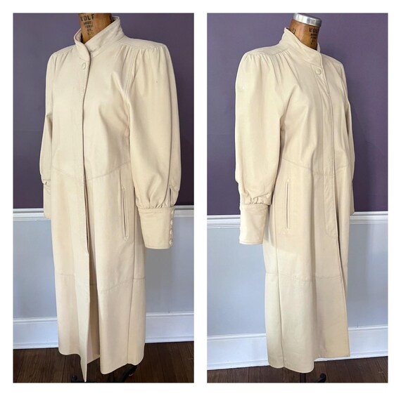 Sick Soft Leather Overcoat, 80s Does 40s Styling - image 3