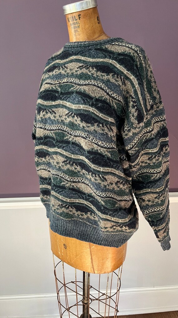 80s 90s Men’s Italian Lambswool Textured Stripe S… - image 6