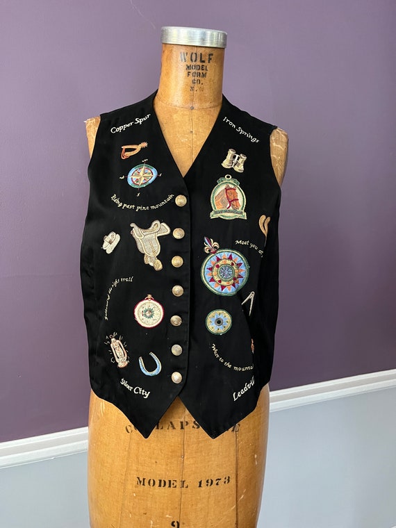 90s Ranch, Equestrian Themed Patched Mom Vest - image 2