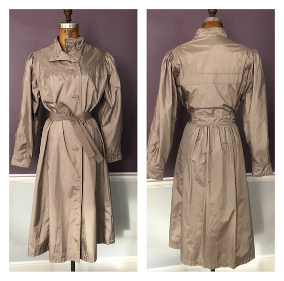 Fab 80s New Wave Puff Sleeve Square Yoke Raincoat With Etsy