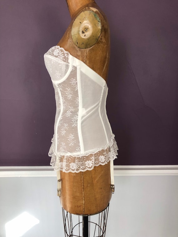 Vintage 80s 90s Merry Widow Basque In Lace with S… - image 3