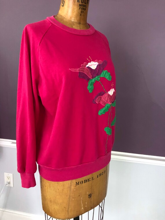 Quirky 80s Granny Floral Appliqué Sweatshirt - image 5