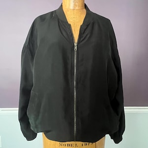 80s SILK Bomber, Track Jacket, Windbreaker in Black