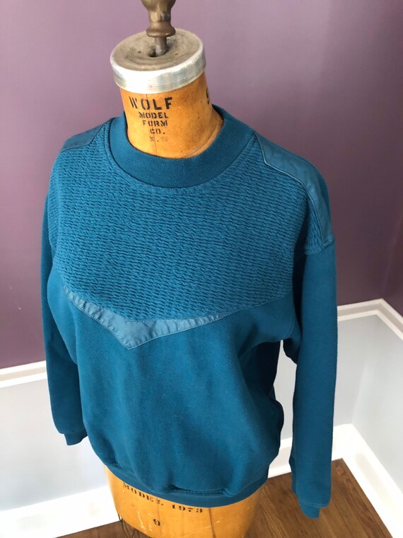 80s Leather Trimmed Sweatshirt  Dark Teal