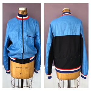 VTG 70s Cycling Winter Windbreaker, Double Layer Zip Front Cycling Jacket
