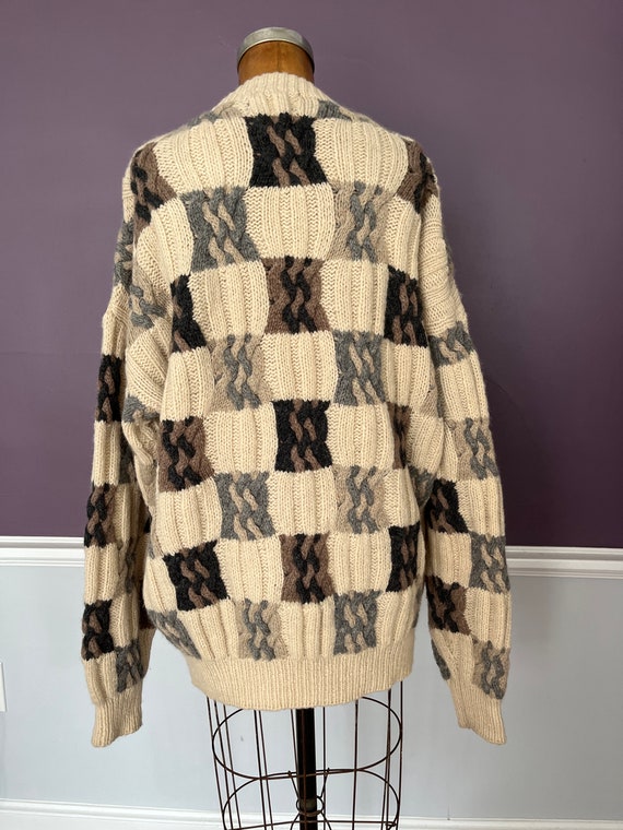Sick 80 90s Wool Handknit Sweater with Cableknit … - image 8