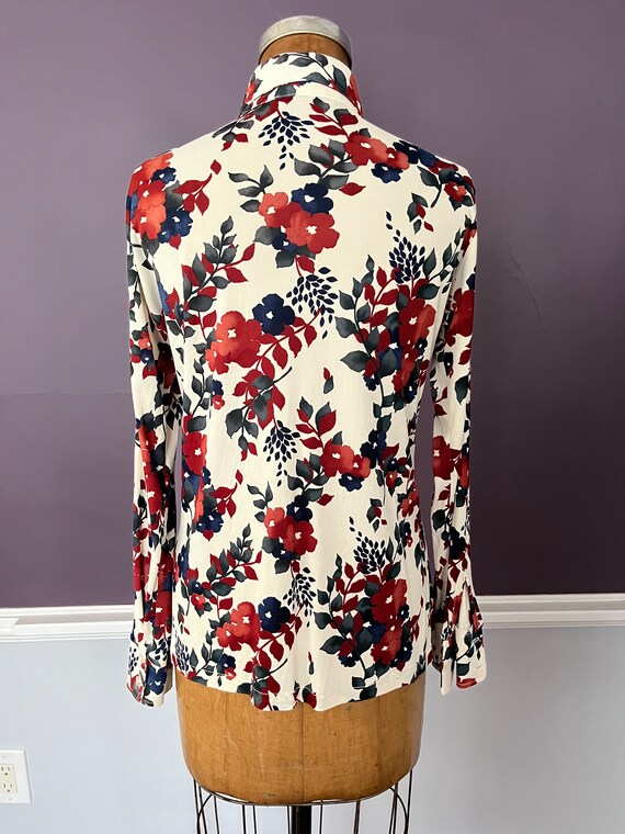 Sick 70s Spearpoint Collar Women’s Floral Polyest… - image 8