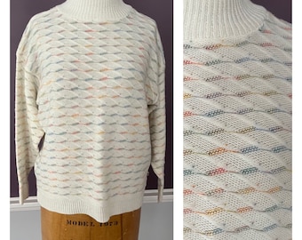 90s Pastel Textured Mock Neck Oversized Sweater