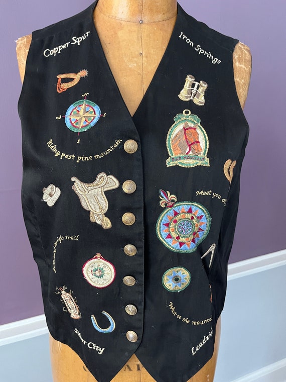 90s Ranch, Equestrian Themed Patched Mom Vest - image 3