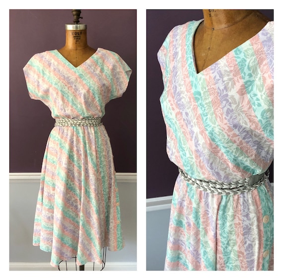 Adorable 80s Bias Party Dress / Retro 80s Dolman C