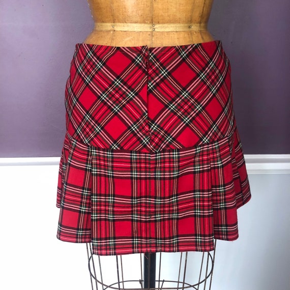 90s Y2k Red Tartan School Girl Pleated Kilt Mini … - image 7