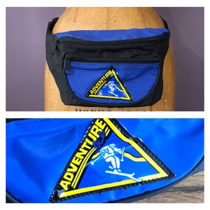 Vintage 80s Nylon 3 Pocket Kids Fanny Pack Adventure Club Ski Pack / 80s 90s Bumbag Belt Bag image 1