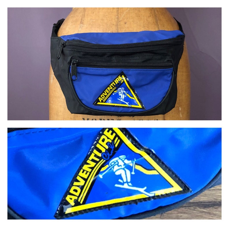 Vintage 80s Nylon 3 Pocket Kids Fanny Pack Adventure Club Ski Pack / 80s 90s Bumbag Belt Bag image 1