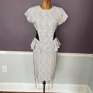 Fab 80s New Wave Hourglass, Power Shoulder, Peplum Dress, 80s Does 40s Day Dress