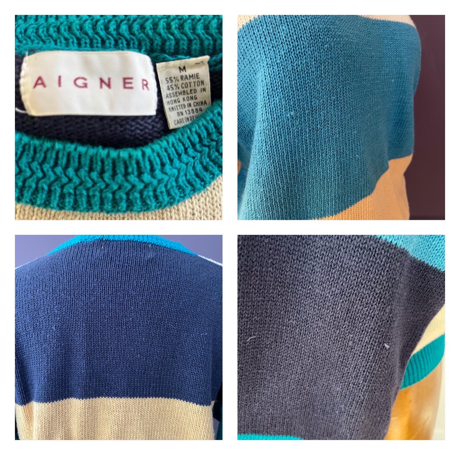 90s Bold Horizontal, Stripe Knit Men's Sweater, Aigner - Etsy