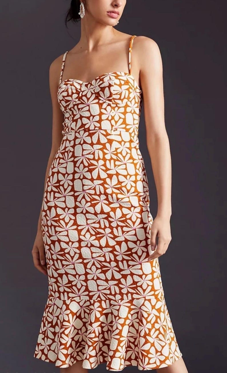 NWT Anthropologie, Hutch Slim Midi Daisy Dress, Wire Cups, Hem Flounce image 2