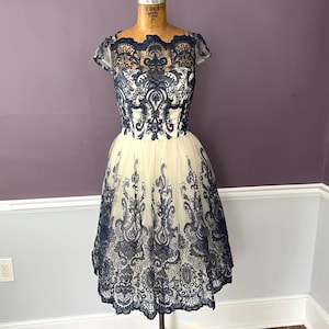 50s Chiffon and Lace Cocktail Dress, Reproduction by Chi Chi of London