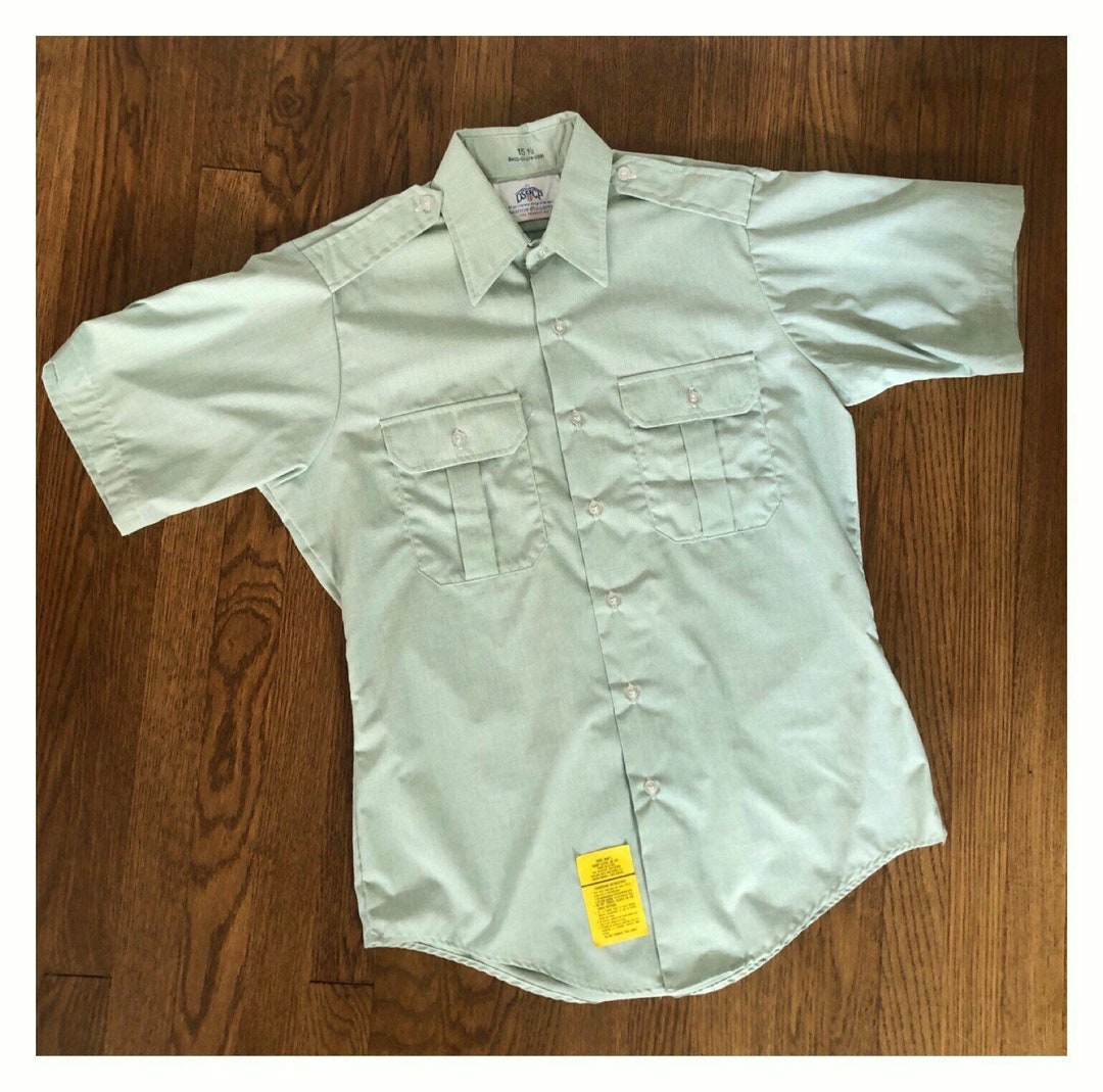 Green Uniform Shirt With Short Sleeves and Epaulets Etsy