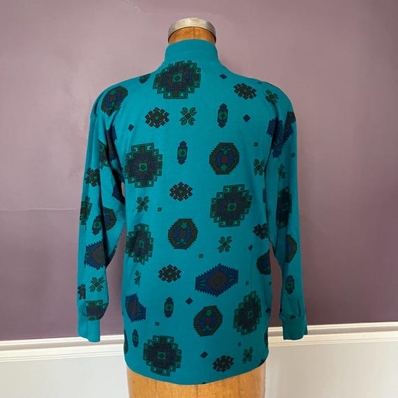 90s Aztec Abstract Double Mock Turtleneck Shirt - image 6