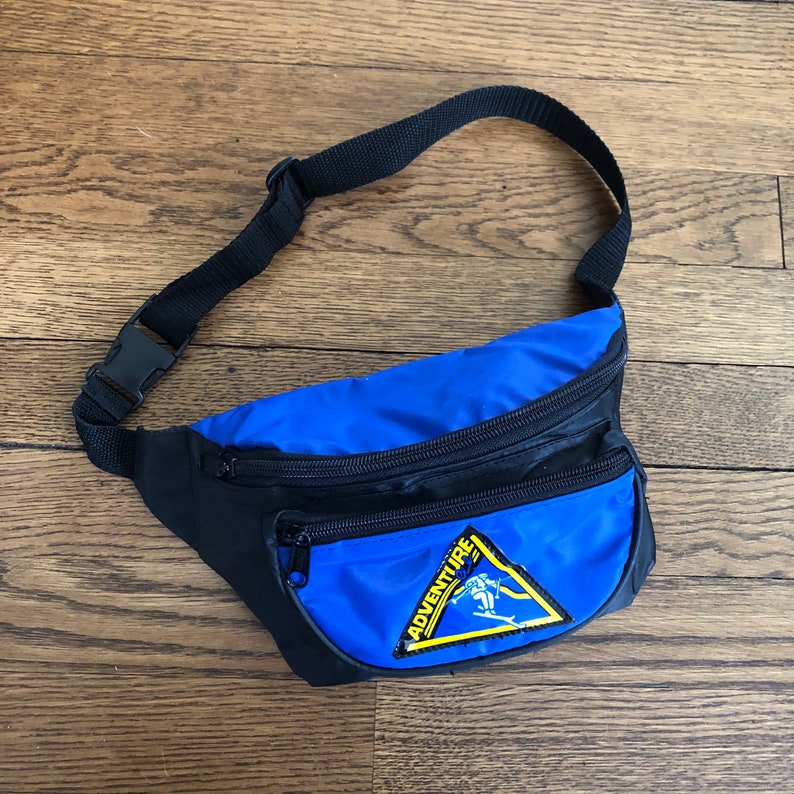 Vintage 80s Nylon 3 Pocket Kids Fanny Pack Adventure Club Ski Pack / 80s 90s Bumbag Belt Bag image 5