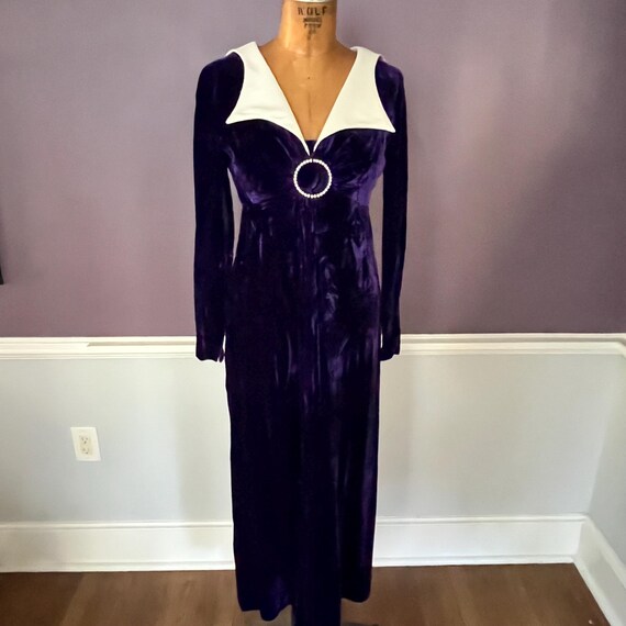 Chic 70s Empire Waist Cruched Velvet, Long Sleeve Hippie Formal Dress,  Purple - Etsy Israel