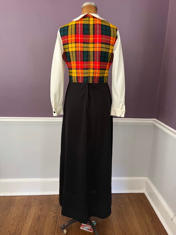 Groovy 70s Empire Plaid Vest Maxi Dress with Big … - image 8