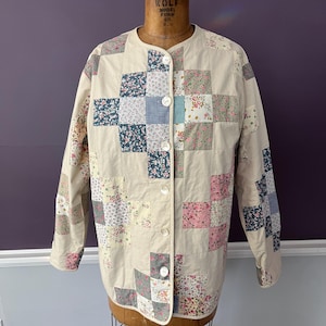 VTG 90s Orvis Patchwork Quilt Jacket, Multi Ditsy Florals, Spirng Weight Coat,