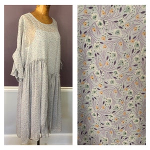 NWT Flowy Babydoll Oversized Purple Ditzy Asymmetric Dress and Slip