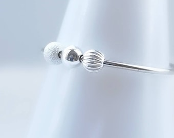 Sterling Silver Anxiety Ring: Texture Beads Fidget Ring