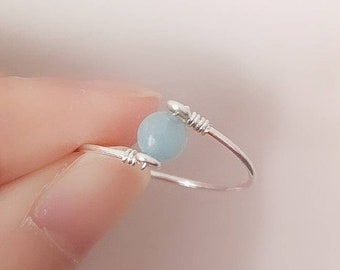 Aquamarijn spinnerring: stressverlichting Fidget-sieraden, edelsteenzorgring, zintuiglijk, meditatie, comfort, ADHD