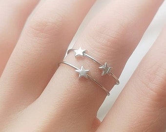 Silver Star Fidget Ring. Adjustable Anxiety Relief Ring. Nail Picking Ring. ADHD Play Ring. Teen Stacking Ring for Her. Trendy Ring
