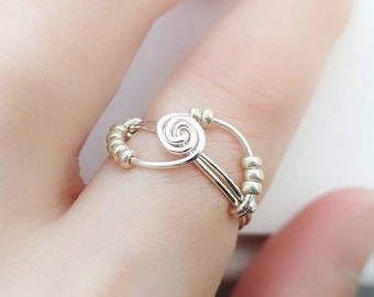 Swirl Fidget Ring: Sterling Silver Anxiety Relief, Meditation Aid
