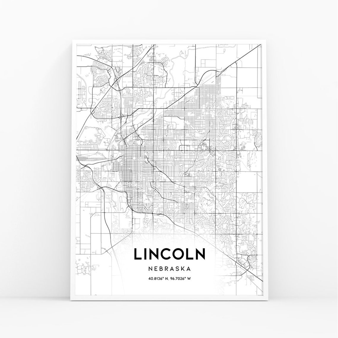 Lincoln Map Print Nebraska NE USA Map Art Poster City Street | Etsy