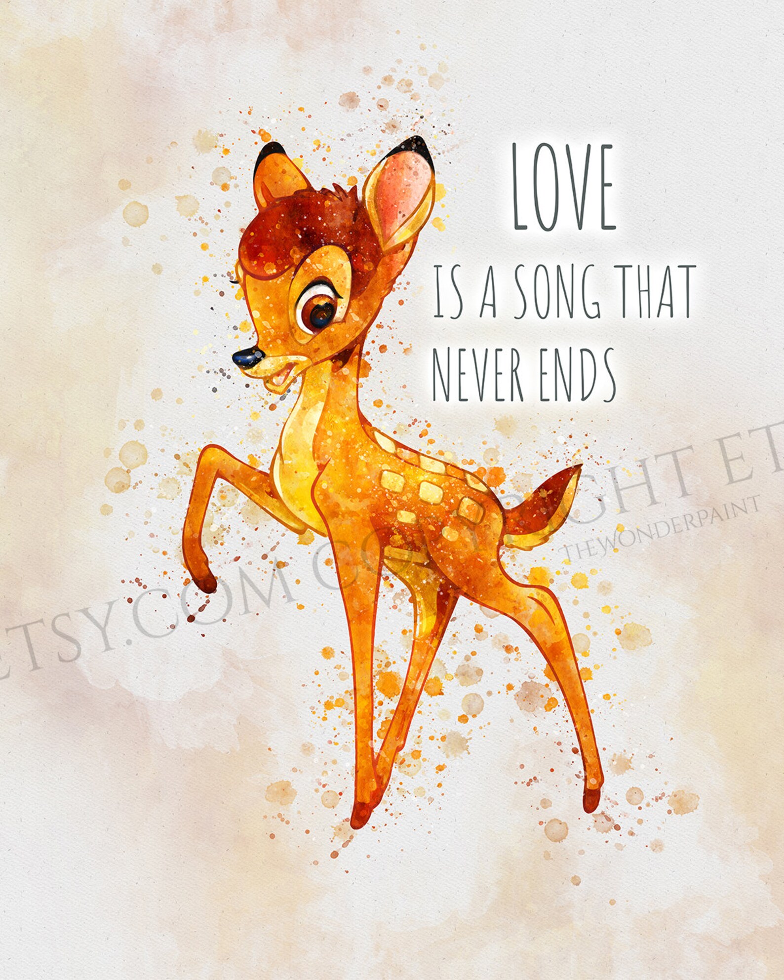 Bambi Print Disney Quote Poster Nursery Wall Art Kids Room Etsy