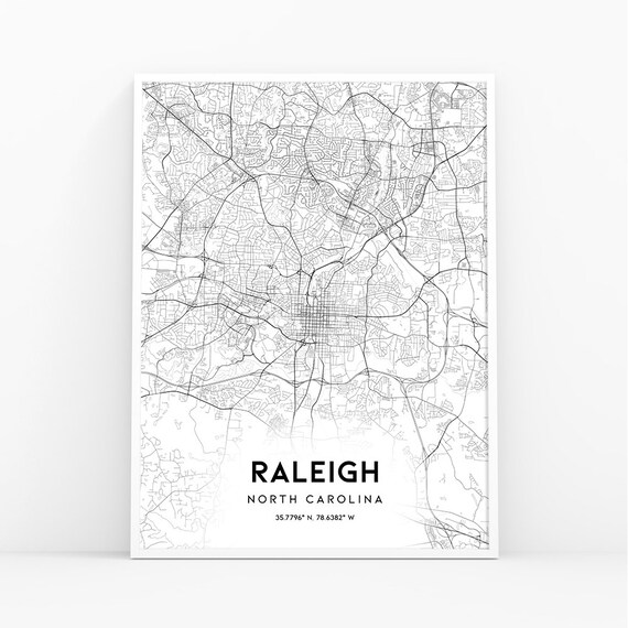 Raleigh Map Print North Carolina Nc Usa Map Art Poster City Street Road Map Print Nursery Room Wall Office Decor Printable Map 050w