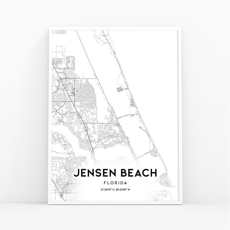 Jensen Beach Map Print Florida FL USA Map Art Poster City Etsy