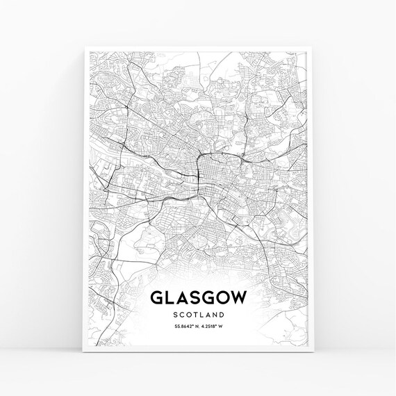 Scotland Wall Art Poster City Map Wall Decor A3 A2 A1 EDINBURGH Map Print