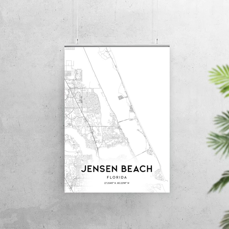 Jensen Beach Map Print Florida FL USA Map Art Poster City Etsy