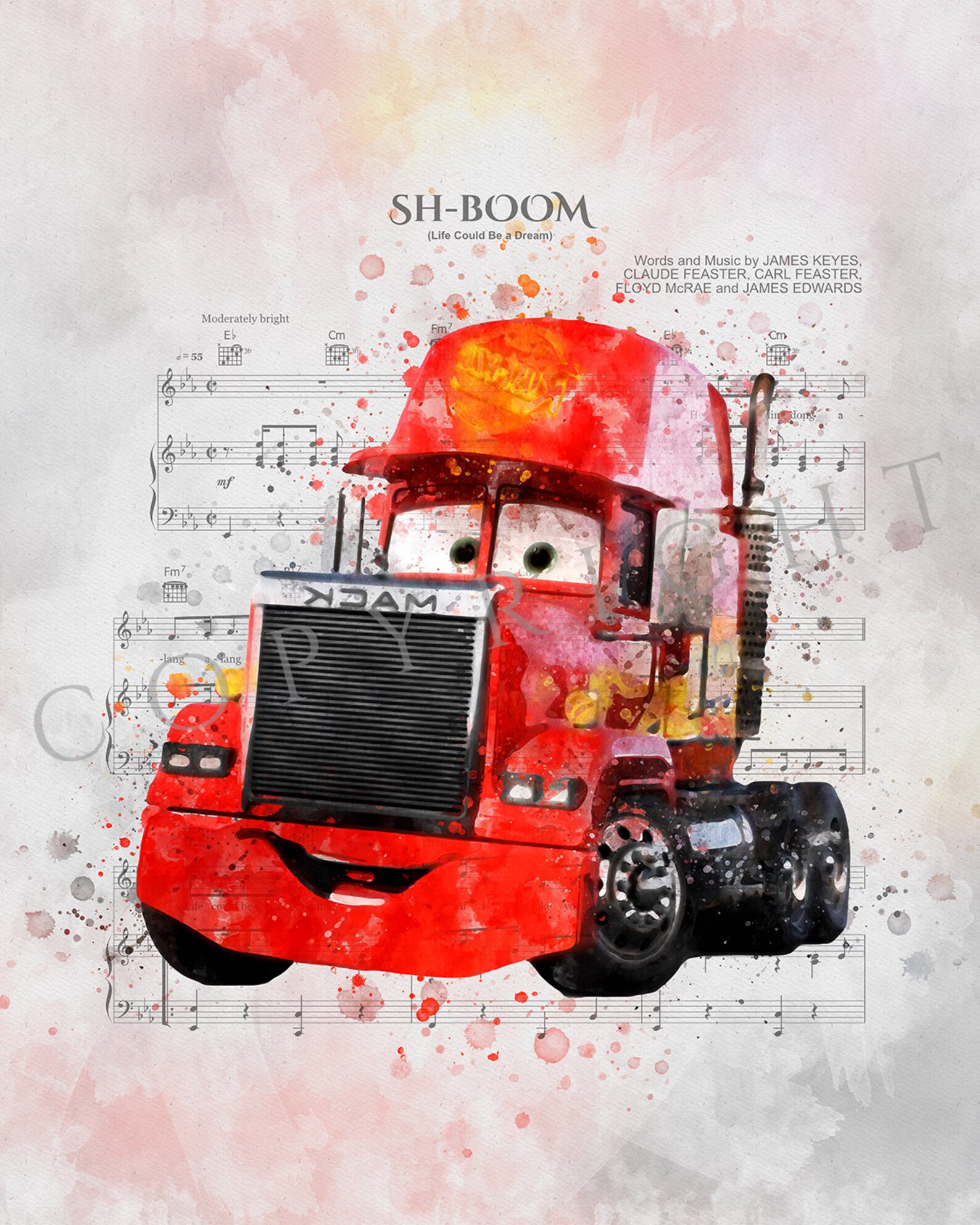 Mack Print Disney Cars Print Music Sheet Disney Cars Poster | Etsy