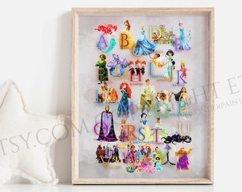 princess alphabet etsy