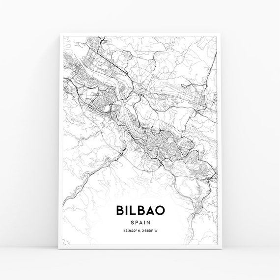 Bilbao Map PrintSpain Wall Art PosterCity Maps ArtworkSpain Map Gifts