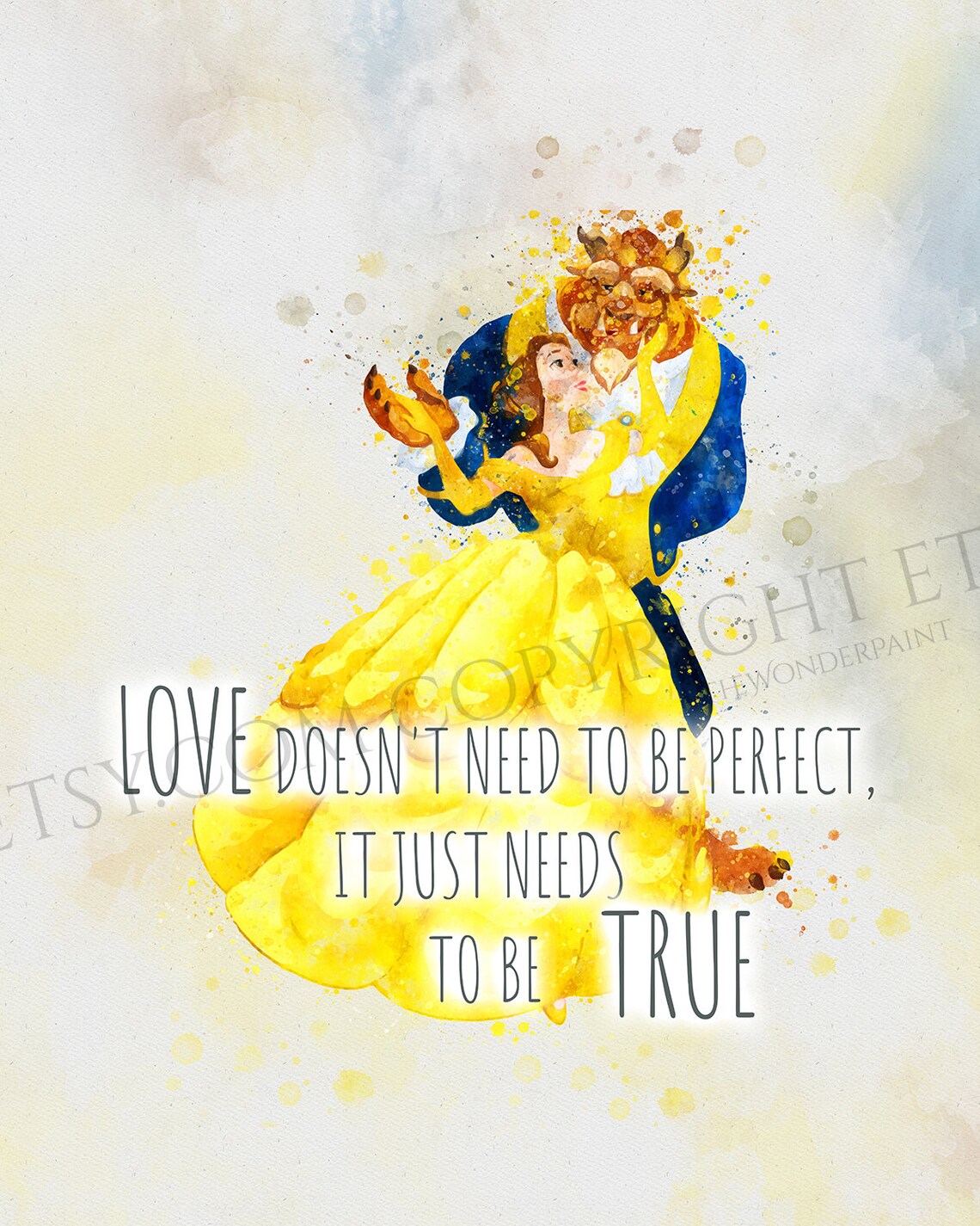 Disney Zitate Die Schöne Und Das Biest Beauty and the Beast Zitat Druck Disney Princess Aquarell | Etsy