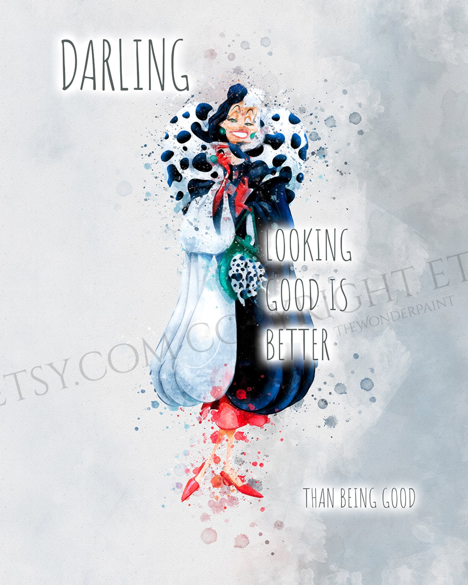Cruella De Vil Print 101 Dalmatians Quote Poster Disney Etsy