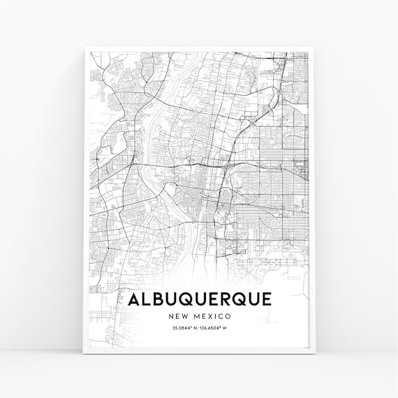 Albuquerque Map Print New Mexico Nm Usa Map Art Poster City Etsy