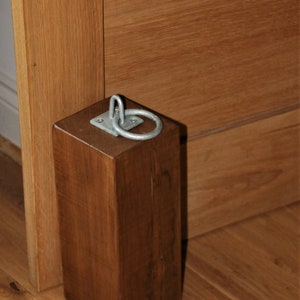 Solid Oak Wooden Door Stops with Metal Ring, Handmade, House Warming, Anniversary, Wedding Gift image 6